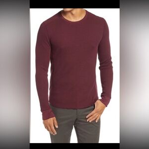 Vince Burgundy Waffle Knit Crewneck Long Sleeve Size Medium